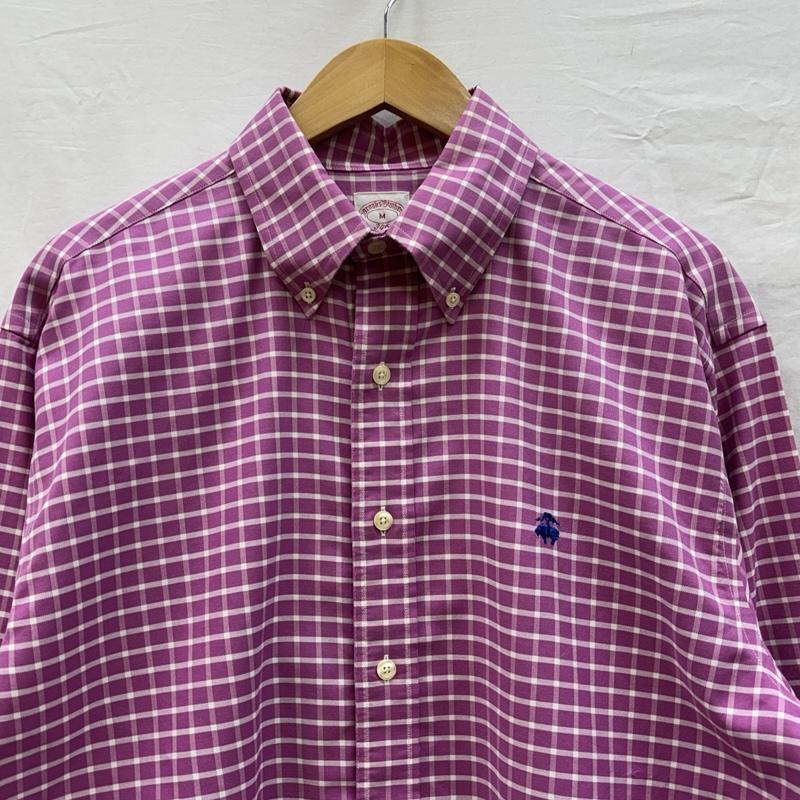 ブルックス ブラザーズ BROOKS BROTHERS シャツ、ブラウス 長袖 マレーシア製 チェック柄 ビッグサイズ ボタンダウン シャツ M チェック メンズ USED 古着 中古 50151547