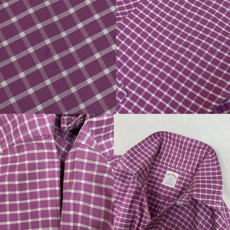 ブルックス ブラザーズ BROOKS BROTHERS シャツ、ブラウス 長袖 マレーシア製 チェック柄 ビッグサイズ ボタンダウン シャツ M チェック メンズ USED 古着 中古 50151547