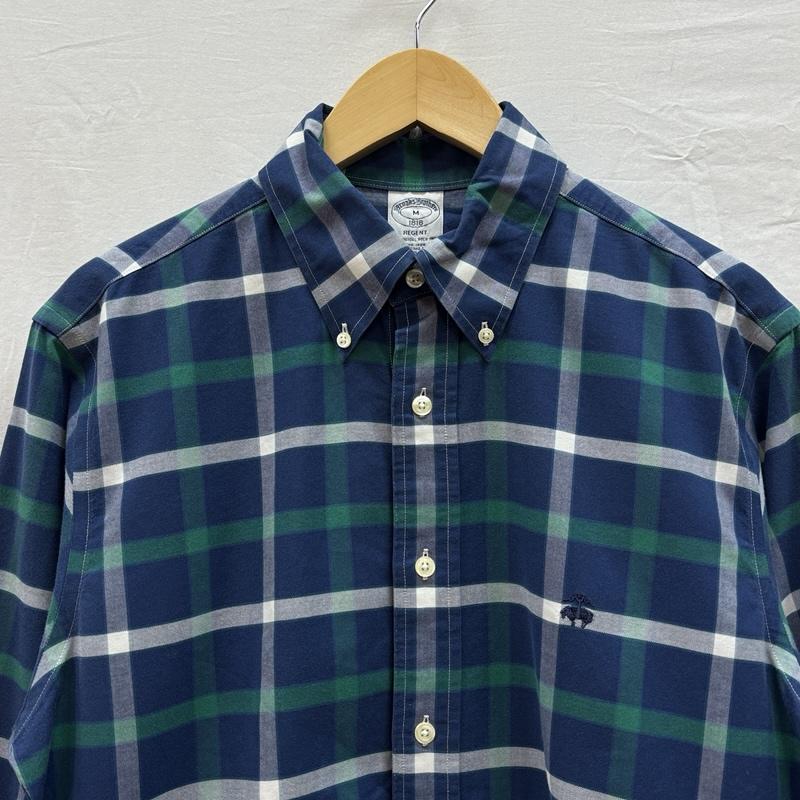 ブルックス ブラザーズ BROOKS BROTHERS シャツ、ブラウス 長袖 REGENT チェック柄 ボタンダウン シャツ M チェック メンズ USED 古着 中古 50151548