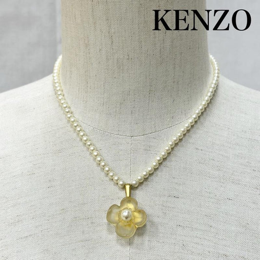 ケンゾー KENZO アクセサリー ネックレス、ペンダント フラワーモチーフ パールネックレス - 白 / ホワイト / white X 金 / ゴールド / gold color レディース USED 古着 中古 50151556