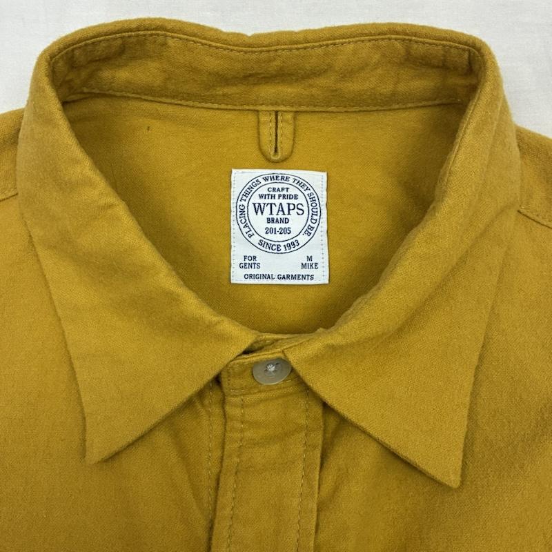 ダブルタップス WTAPS シャツ、ブラウス 長袖 14AW YOUTHFUL DAYS コットン ロングスリーブ フランネル シャツ 142LTDT-SHM04 M ワンポイント X ロゴ、文字 マスタード / マスタード / メンズ USED 古着 中古 50151591