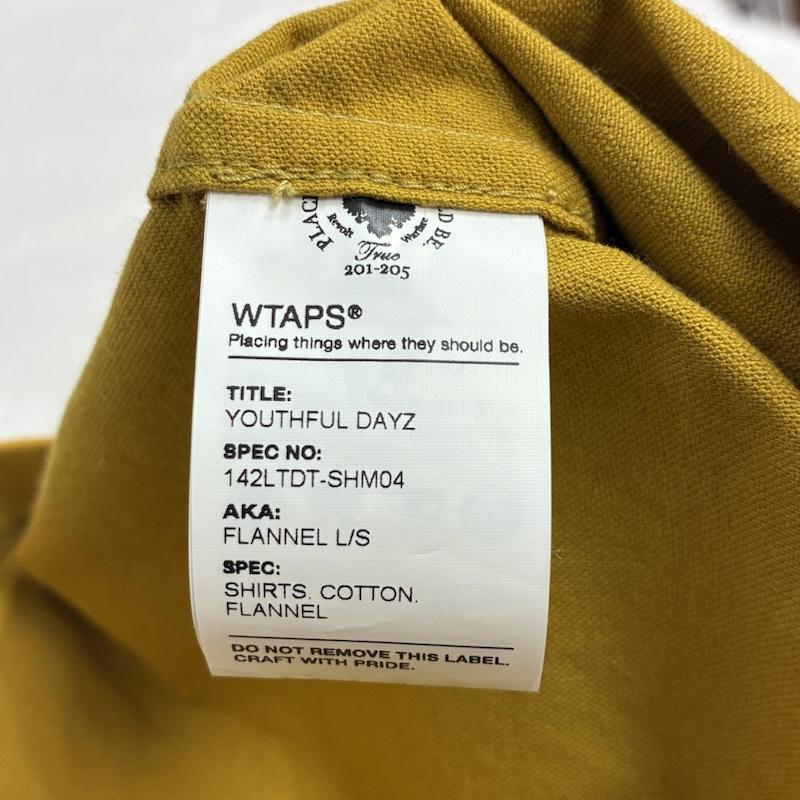 ダブルタップス WTAPS シャツ、ブラウス 長袖 14AW YOUTHFUL DAYS コットン ロングスリーブ フランネル シャツ 142LTDT-SHM04 M ワンポイント X ロゴ、文字 マスタード / マスタード / メンズ USED 古着 中古 50151591