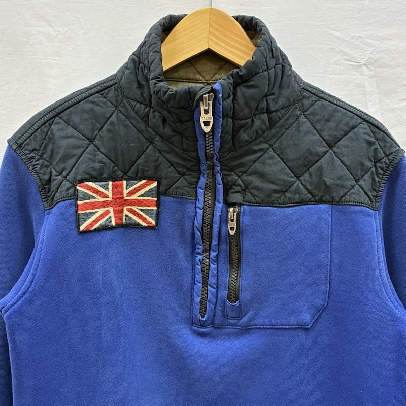 ポロバイラルフローレン Polo by RALPH LAUREN トレーナー 長袖 ハーフジップ スウェット キルティング パッド 切替 プルオーバー トレーナー 星条旗 S ワンポイント 青 / ブルー / blue X 紺 / ネイビー / navy メンズ USED 古着 中古 50151607
