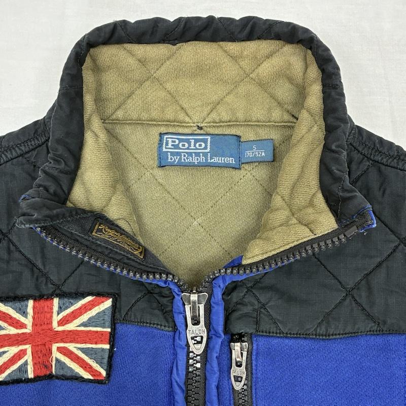 ポロバイラルフローレン Polo by RALPH LAUREN トレーナー 長袖 ハーフジップ スウェット キルティング パッド 切替 プルオーバー トレーナー 星条旗 S ワンポイント 青 / ブルー / blue X 紺 / ネイビー / navy メンズ USED 古着 中古 50151607