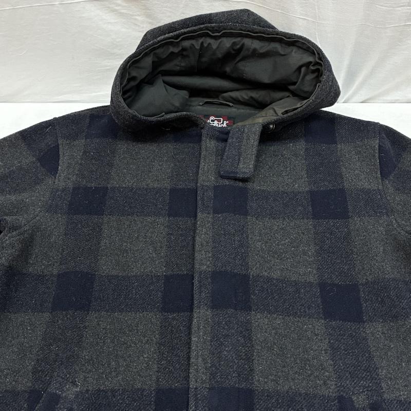 ウールリッチ WOOLRICH コート コート一般 80s 90s バッファローチェック フーデッド ウール ハーフコート M チェック メンズ USED 古着 中古 50151622