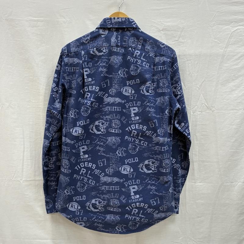 ポロラルフローレン POLO RALPH LAUREN シャツ、ブラウス 長袖 CUSTOM FIT タイガー ブルドック ラグビー ウィング 総柄 ボタンシャツ S 総柄 青 / ブルー / blue メンズ USED 古着 中古 50151625