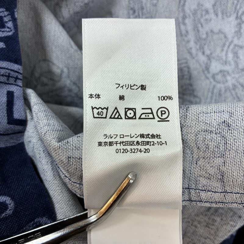 ポロラルフローレン POLO RALPH LAUREN シャツ、ブラウス 長袖 CUSTOM FIT タイガー ブルドック ラグビー ウィング 総柄 ボタンシャツ S 総柄 青 / ブルー / blue メンズ USED 古着 中古 50151625