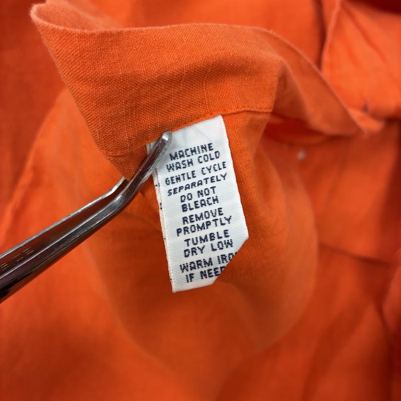 ポロバイラルフローレン Polo by RALPH LAUREN シャツ、ブラウス 長袖 90s リネン シルク エポレット フラップポケット サファリ シャツ 2WAY XXL ワンポイント X ロゴ、文字 橙 / オレンジ / orange メンズ USED 古着 中古 50151626