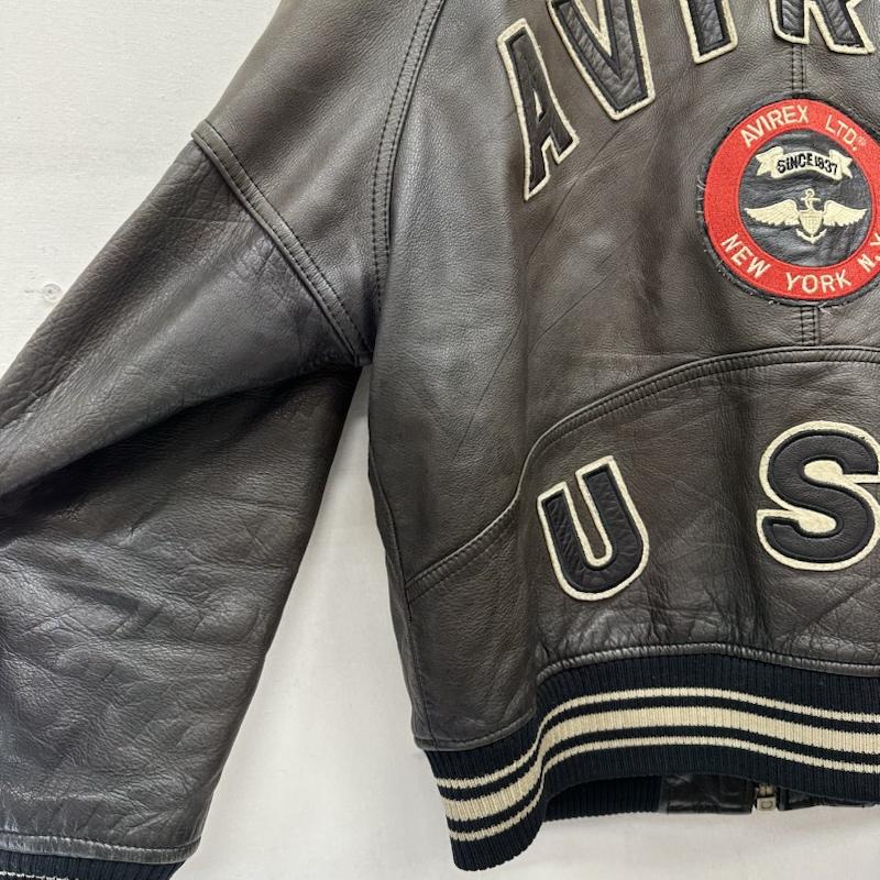 アヴィレックス AVIREX ジャケット、上着 ジャンパー、ブルゾン VARSITY JACKET バック アーチ ロゴ レザー ジャケット スタジャン S 黒 / ブラック / black メンズ USED 古着 中古 50151633