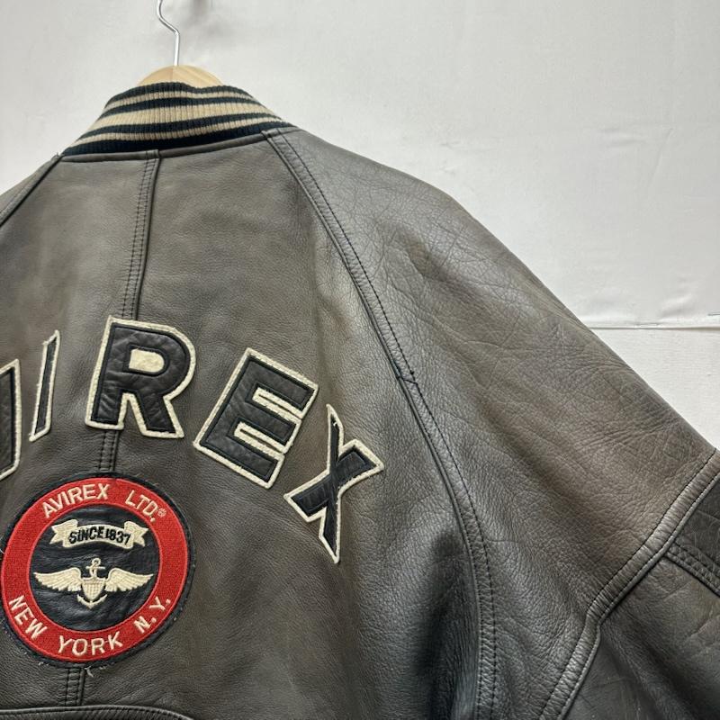 アヴィレックス AVIREX ジャケット、上着 ジャンパー、ブルゾン VARSITY JACKET バック アーチ ロゴ レザー ジャケット スタジャン S 黒 / ブラック / black メンズ USED 古着 中古 50151633