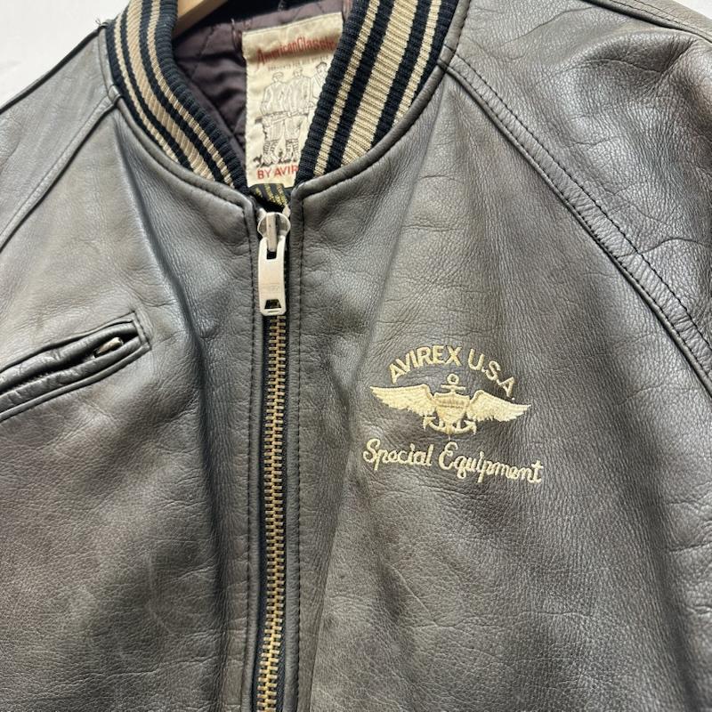 アヴィレックス AVIREX ジャケット、上着 ジャンパー、ブルゾン VARSITY JACKET バック アーチ ロゴ レザー ジャケット スタジャン S 黒 / ブラック / black メンズ USED 古着 中古 50151633
