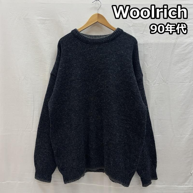 ウールリッチ WOOLRICH ニット、セーター 長袖 90s USA製 リブライン クルーネック ウール ニット セーター L 紺 / ネイビー / navy X 灰 / グレー / gray メンズ USED 古着 中古 50151645