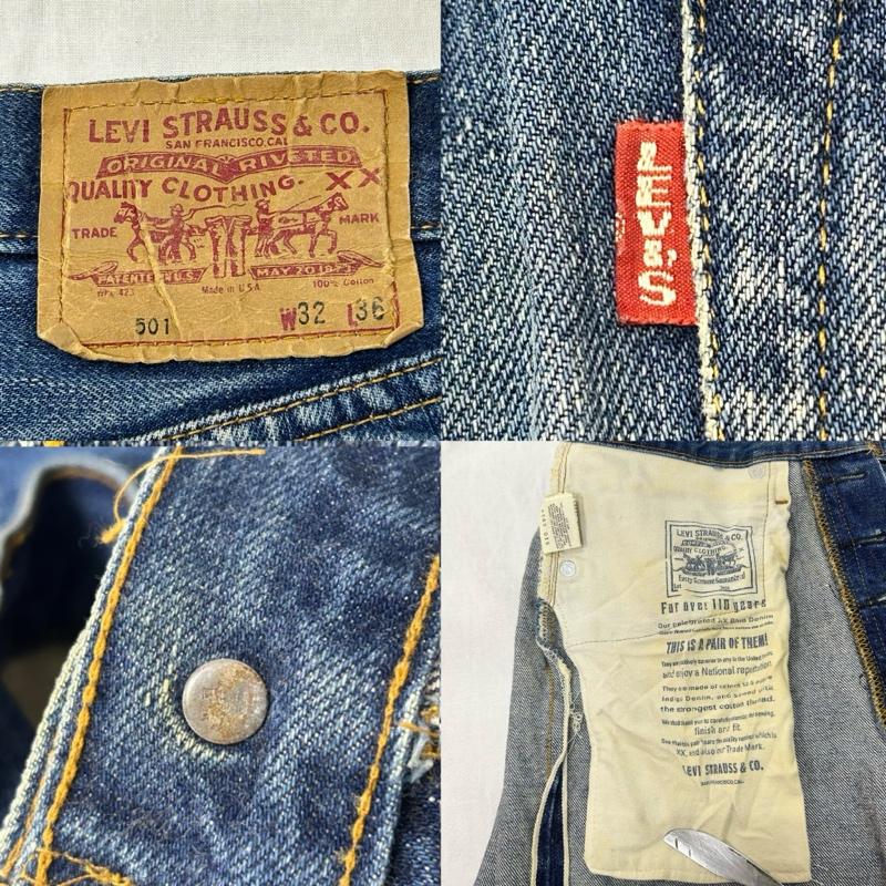 リーバイス Levi s パンツ デニム、ジーンズ 501 ボタン裏555 ビックE ボタンフライ USA製 92年製 w32 L36 32インチ 無地 青 / ブルー / blue メンズ USED 古着 中古 50151648