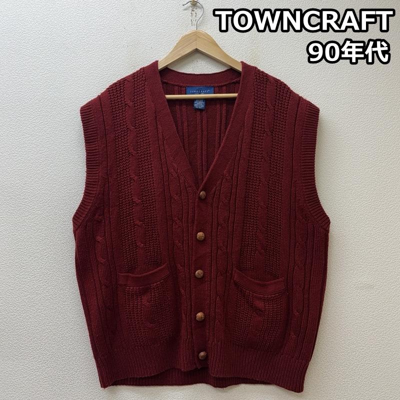 タウンクラフト TOWNCRAFT ベスト ベスト 90s くるみボタン ケーブル ニット ベスト アクリル セーター ヴィンテージ XXL 赤 / レッド / red メンズ USED 古着 中古 50151655