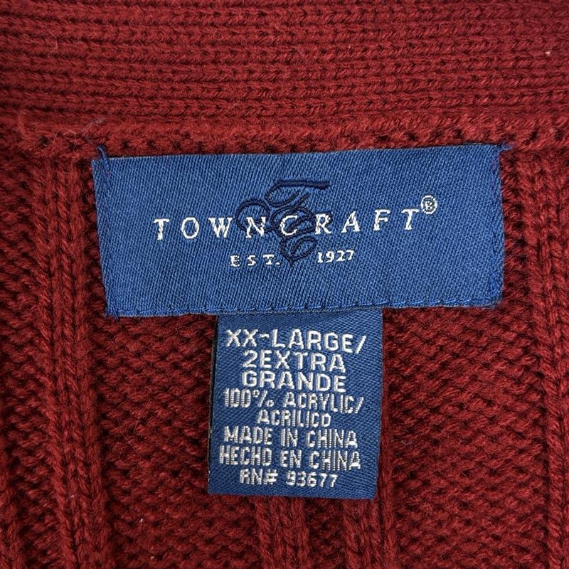 タウンクラフト TOWNCRAFT ベスト ベスト 90s くるみボタン ケーブル ニット ベスト アクリル セーター ヴィンテージ XXL 赤 / レッド / red メンズ USED 古着 中古 50151655