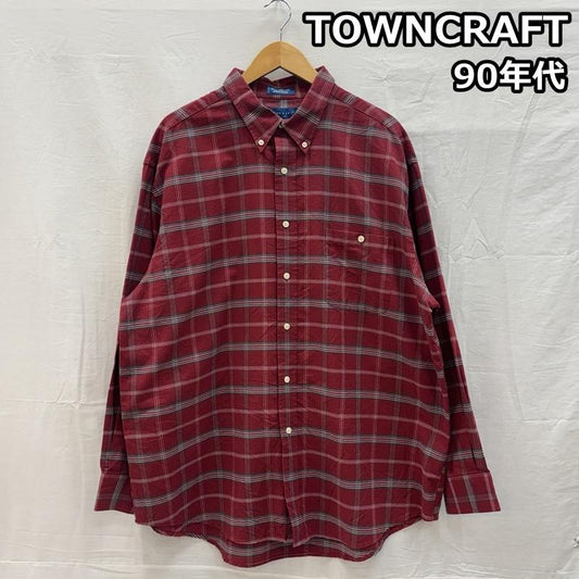 タウンクラフト TOWNCRAFT シャツ、ブラウス 長袖 90s ロングスリーブ ボタンダウン チェック シャツ ヴィンテージ XL チェック メンズ USED 古着 中古 50151659