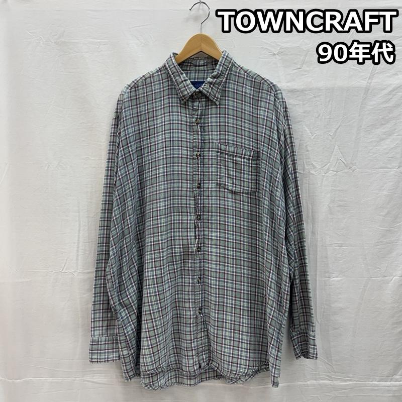 タウンクラフト TOWNCRAFT シャツ、ブラウス 長袖 90s ロングスリーブ チェック フランネル シャツ ヴィンテージ - チェック メンズ USED 古着 中古 50151660
