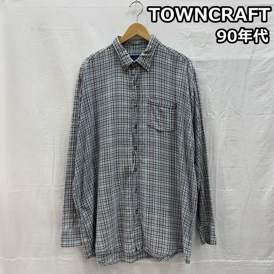 タウンクラフト TOWNCRAFT シャツ、ブラウス 長袖 90s ロングスリーブ チェック フランネル シャツ ヴィンテージ - チェック メンズ USED 古着 中古 50151660
