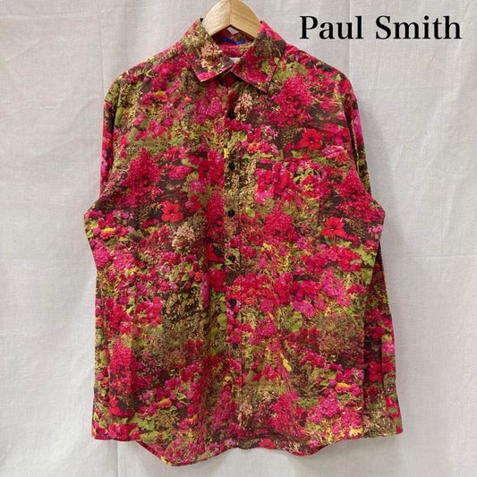 ポールスミス Paul Smith シャツ、ブラウス 長袖 総柄 花柄プリント フラワー ピンク系 443654 L 総柄 X 花柄 桃 / ピンク / pink X 緑 / グリーン / green メンズ USED 古着 中古 50151672