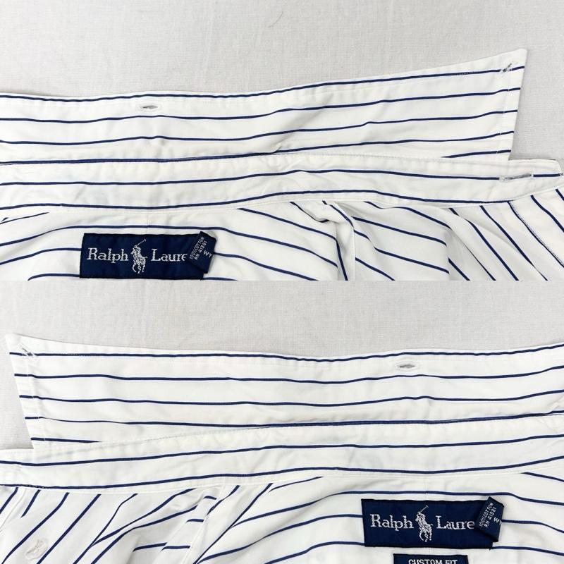 ラルフローレン RALPHLAUREN シャツ、ブラウス 長袖 BDシャツ ポニー刺繍 ボタンダウン ストライプシャツ ウイングフット ペイントらくがき風 L プリント X ストライプ 白 / ホワイト / white X 紺 / ネイビー / navy X 赤 / レッド / red メンズ USED 古着 中古 50151673