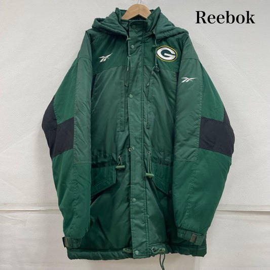 リーボック Reebok ジャケット、上着 ジャンパー、ブルゾン 中綿 ジップアップ フットボール コート NFL グリーンベイ パッカーズ ワッペン パッチ 韓国製 M ロゴ、文字 X 刺繍 緑 / グリーン / green X 黒 / ブラック / black メンズ USED 古着 中古 50151676