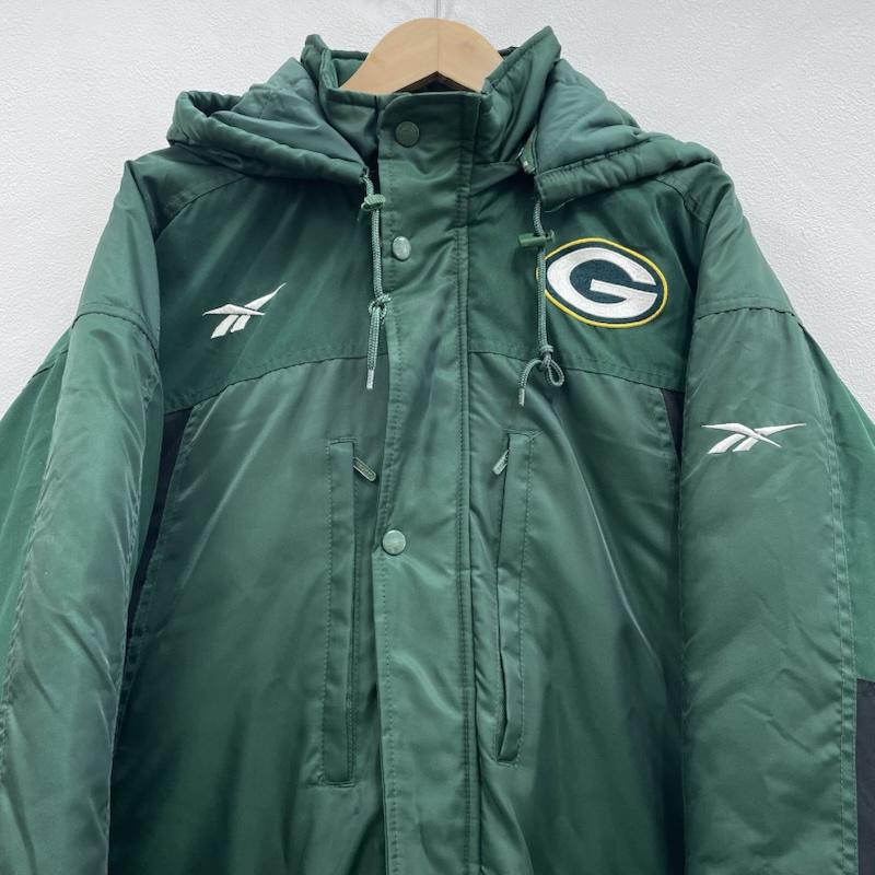 リーボック Reebok ジャケット、上着 ジャンパー、ブルゾン 中綿 ジップアップ フットボール コート NFL グリーンベイ パッカーズ ワッペン パッチ 韓国製 M ロゴ、文字 X 刺繍 緑 / グリーン / green X 黒 / ブラック / black メンズ USED 古着 中古 50151676