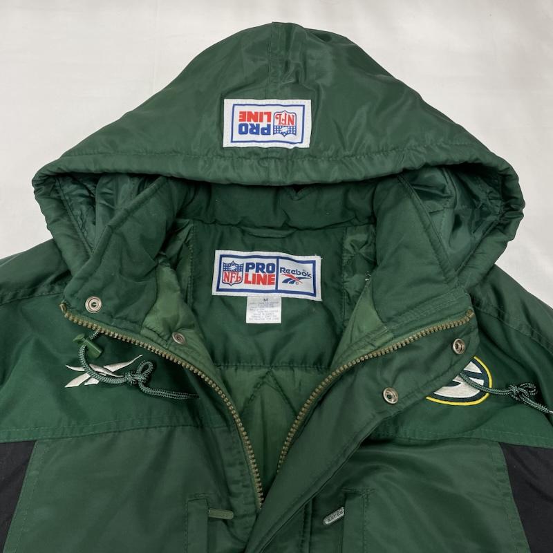 リーボック Reebok ジャケット、上着 ジャンパー、ブルゾン 中綿 ジップアップ フットボール コート NFL グリーンベイ パッカーズ ワッペン パッチ 韓国製 M ロゴ、文字 X 刺繍 緑 / グリーン / green X 黒 / ブラック / black メンズ USED 古着 中古 50151676