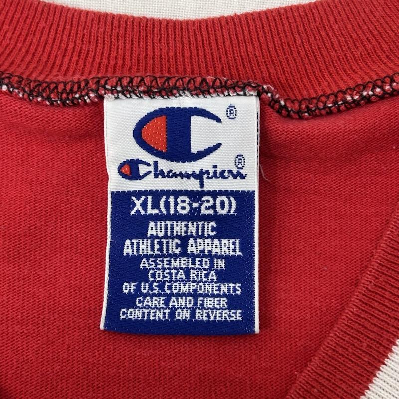チャンピオン Champion Tシャツ 半袖 90s 青刺繍タグ後期 NBA シカゴブルズ VネックTシャツ シューティングシャツ ブラック レッド XLサイズ XL キャラクター X ロゴ、文字 黒 / ブラック / black X 赤 / レッド / red メンズ USED 古着 中古 50151680