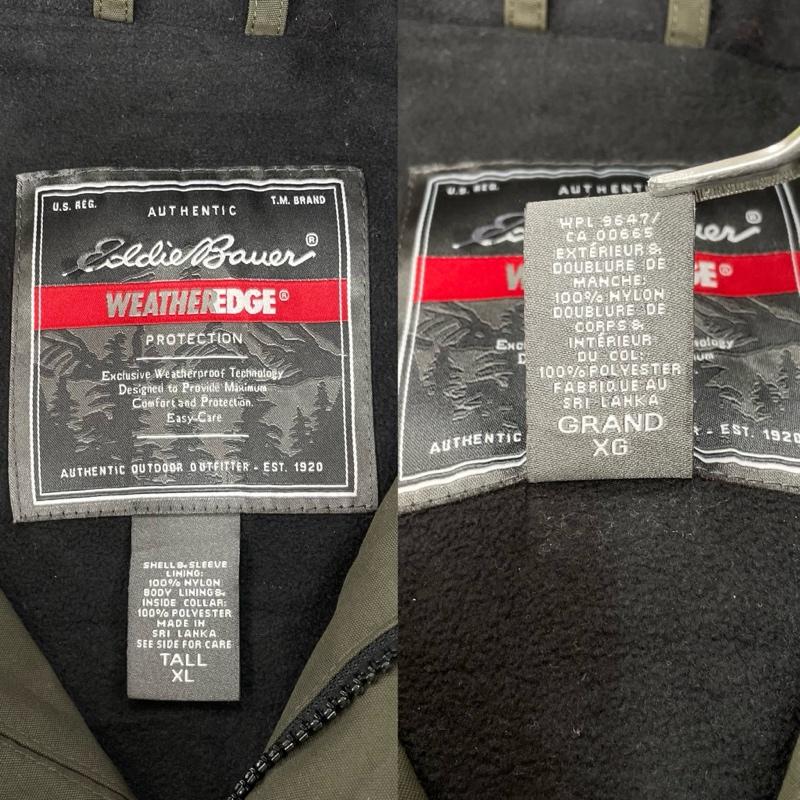 エディーバウアー Eddie Bauer ジャケット、上着 ジャンパー、ブルゾン パーカー ジャケット ジップアップ フード 防水 アウトドア ナイロン XL 無地 カーキ / カーキ / khaki メンズ USED 古着 中古 50151686