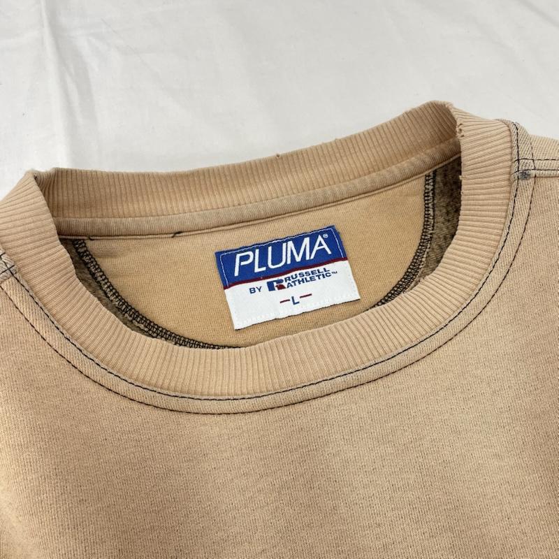 ラッセル RUSSELL トレーナー 長袖 PLUMA プルマ クルーネック スウェット トレーナー ステッチ ラグラン L 無地 ベージュ / ベージュ / beige X 黒 / ブラック / black メンズ USED 古着 中古 50151693