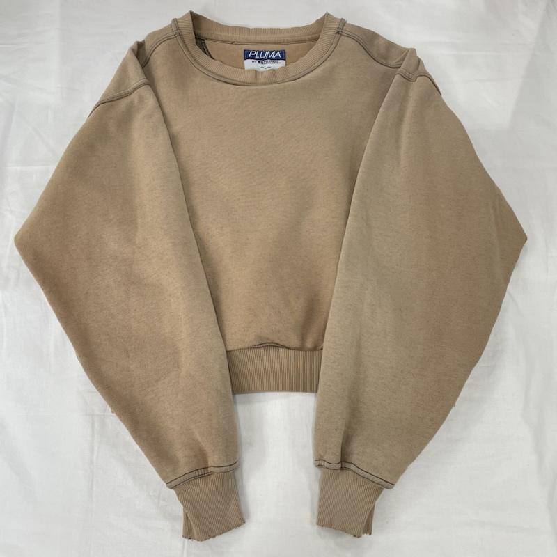 ラッセル RUSSELL トレーナー 長袖 PLUMA プルマ クルーネック スウェット トレーナー ステッチ ラグラン L 無地 ベージュ / ベージュ / beige X 黒 / ブラック / black メンズ USED 古着 中古 50151693