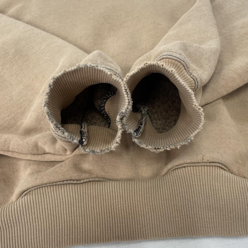 ラッセル RUSSELL トレーナー 長袖 PLUMA プルマ クルーネック スウェット トレーナー ステッチ ラグラン L 無地 ベージュ / ベージュ / beige X 黒 / ブラック / black メンズ USED 古着 中古 50151693