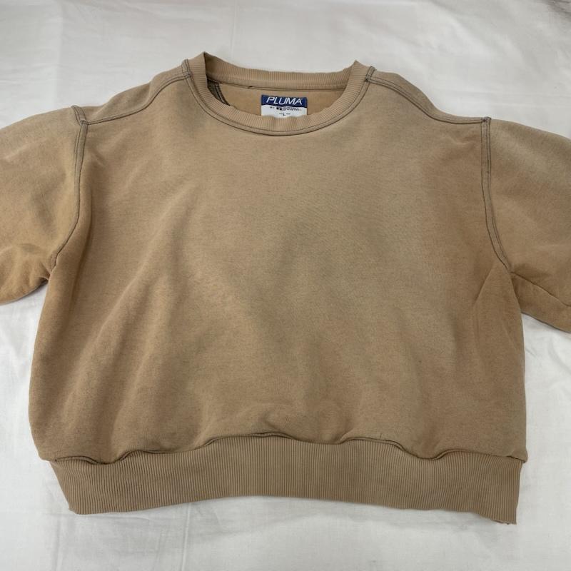 ラッセル RUSSELL トレーナー 長袖 PLUMA プルマ クルーネック スウェット トレーナー ステッチ ラグラン L 無地 ベージュ / ベージュ / beige X 黒 / ブラック / black メンズ USED 古着 中古 50151693