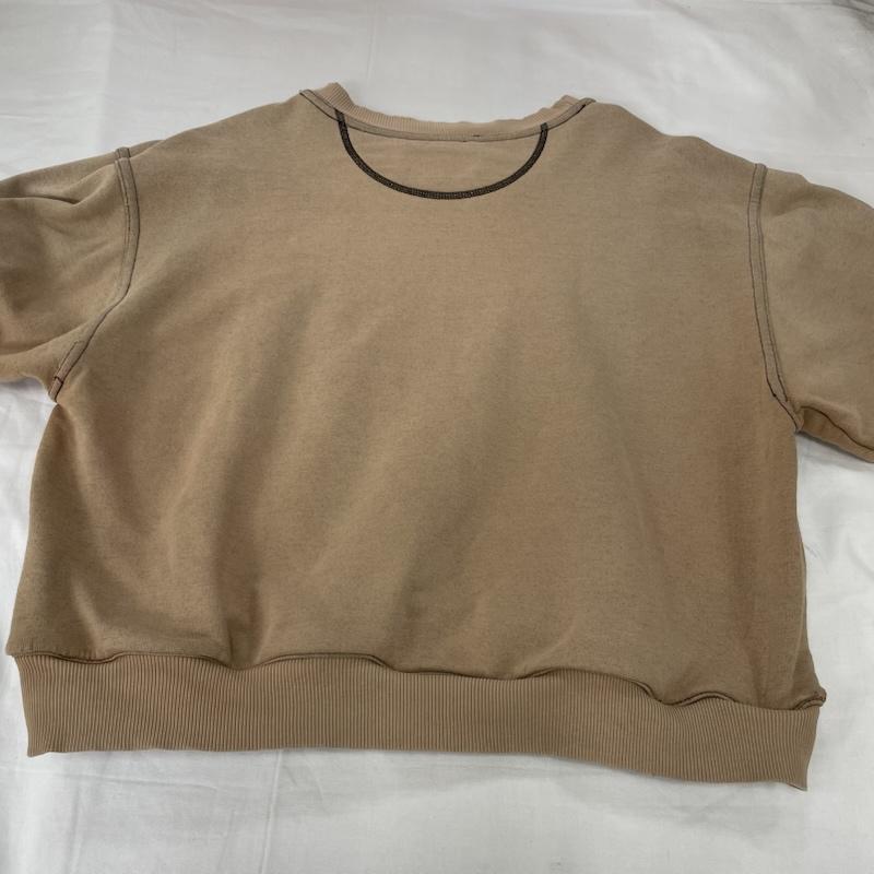 ラッセル RUSSELL トレーナー 長袖 PLUMA プルマ クルーネック スウェット トレーナー ステッチ ラグラン L 無地 ベージュ / ベージュ / beige X 黒 / ブラック / black メンズ USED 古着 中古 50151693