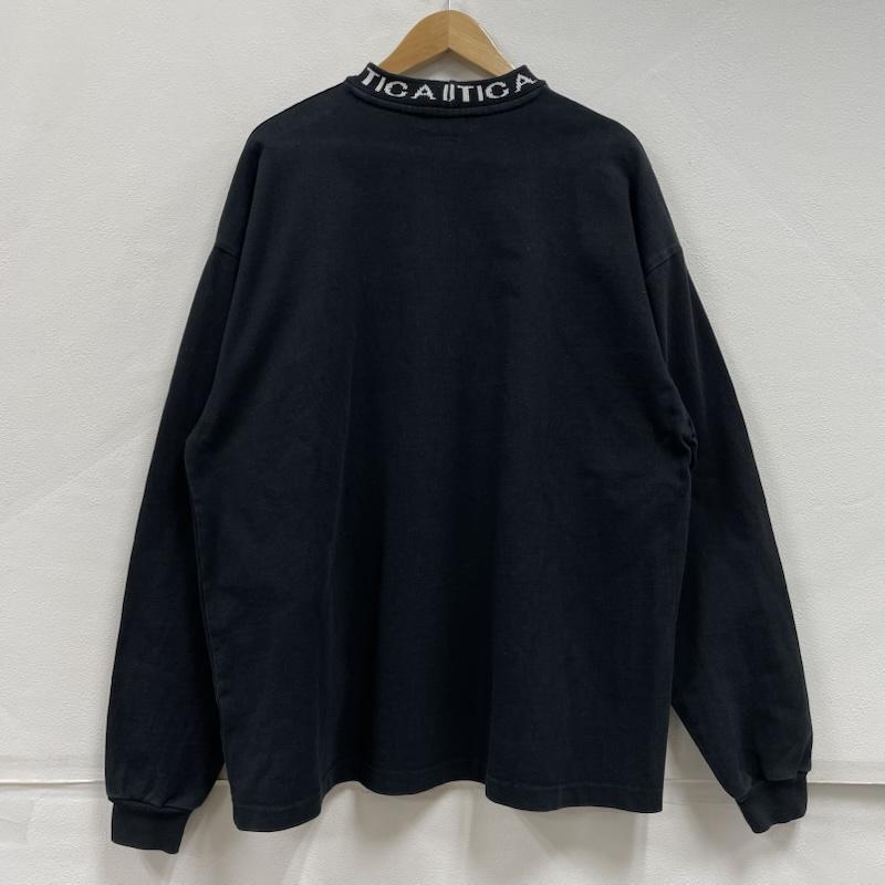 ノーティカ NAUTICA Tシャツ 長袖 ヘビーウェイト モックネック ロゴ プリント ハイネック ロングスリーブ L ロゴ、文字 X ワンポイント X 刺繍 黒 / ブラック / black X 白 / ホワイト / white メンズ USED 古着 中古 50151708