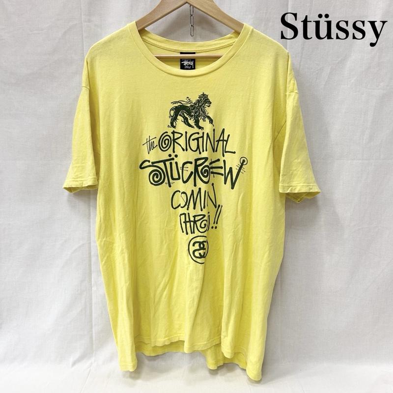 ステューシー STUSSY Tシャツ 半袖 ラスタライオン ライオンロゴ プリントTシャツ イエロー Lサイズ L プリント 黄 / イエロー / yellow メンズ USED 古着 中古 50151725