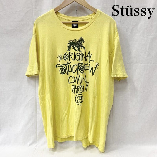 ステューシー STUSSY Tシャツ 半袖 ラスタライオン ライオンロゴ プリントTシャツ イエロー Lサイズ L プリント 黄 / イエロー / yellow メンズ USED 古着 中古 50151725
