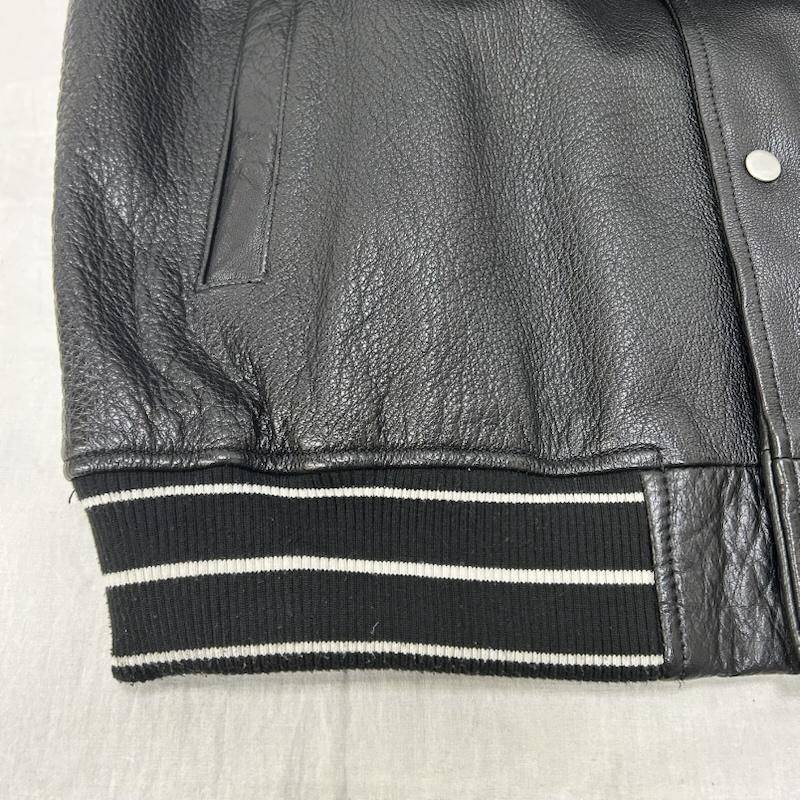 ザラ ZARA ジャケット、上着 レザージャケット オールレザースタジャン black US:XL XL 刺繍 X ロゴ、文字 黒 / ブラック / black メンズ USED 古着 中古 50151755