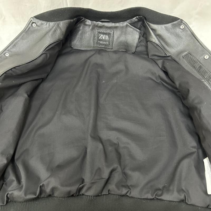 ザラ ZARA ジャケット、上着 レザージャケット オールレザースタジャン black US:XL XL 刺繍 X ロゴ、文字 黒 / ブラック / black メンズ USED 古着 中古 50151755