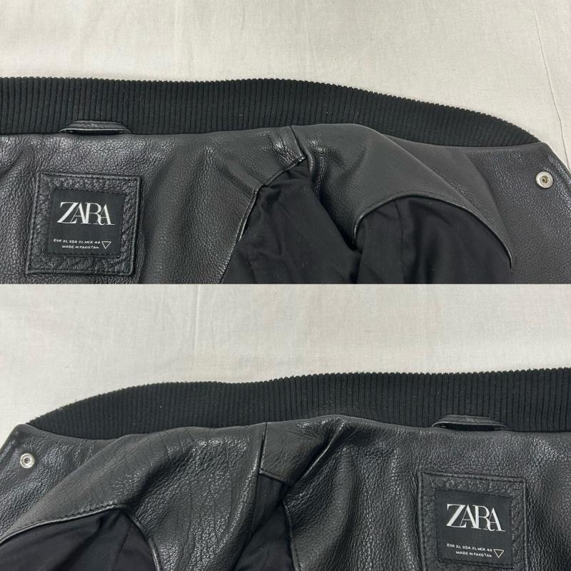 ザラ ZARA ジャケット、上着 レザージャケット オールレザースタジャン black US:XL XL 刺繍 X ロゴ、文字 黒 / ブラック / black メンズ USED 古着 中古 50151755