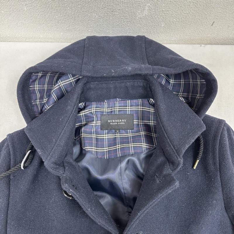 バーバリーブラックレーベル BURBERRY BLACK LABEL ジャケット、上着 ジャンパー、ブルゾン 裏地 チェック フード ウール ショート コート D1F89-662-28 M 紺 / ネイビー / navy メンズ USED 古着 中古 50151826