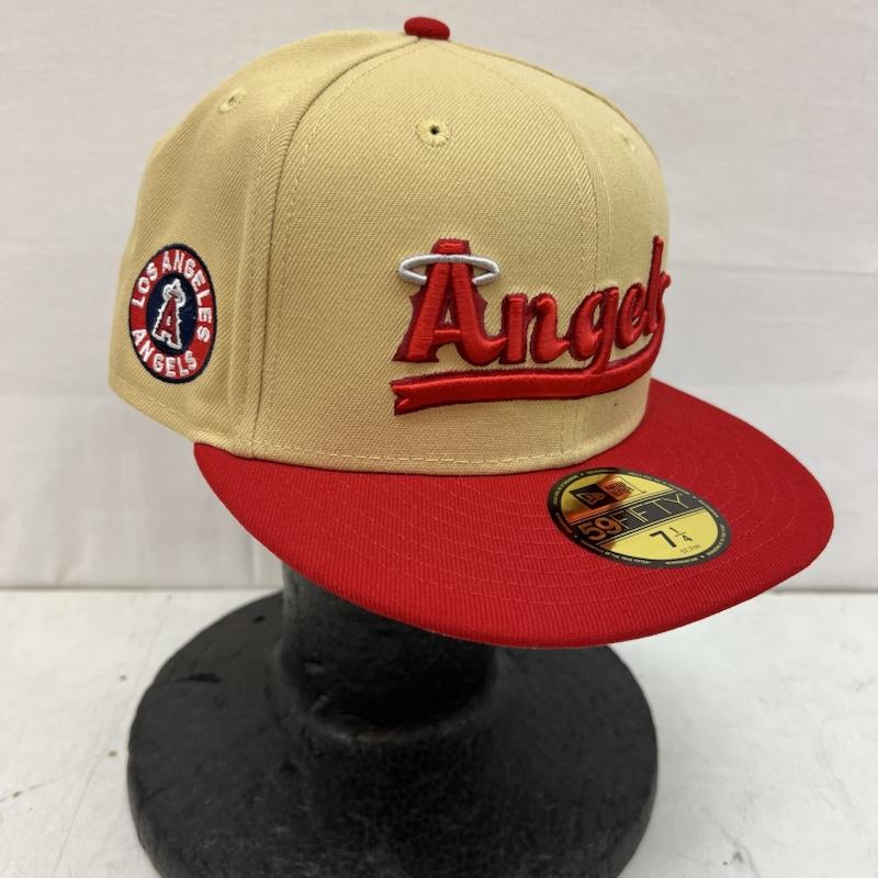 ニューエラ NEW ERA 帽子 キャップ 日本未発売 エンゼルス シティコネクト ツートン 7 1/4 57.7cm - ベージュ / ベージュ / beige X 赤 / レッド / red メンズ USED 古着 中古 50151829