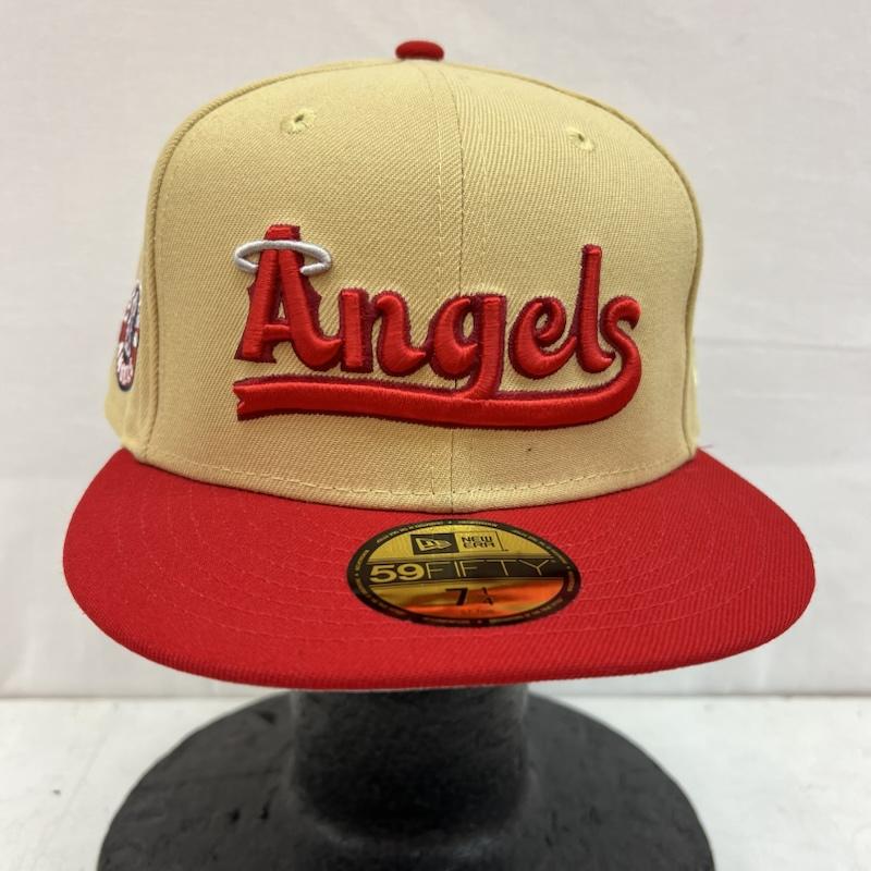 ニューエラ NEW ERA 帽子 キャップ 日本未発売 エンゼルス シティコネクト ツートン 7 1/4 57.7cm - ベージュ / ベージュ / beige X 赤 / レッド / red メンズ USED 古着 中古 50151829