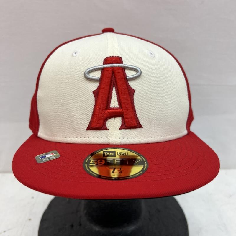 ニューエラ NEW ERA 帽子 キャップ 59FIFTY Angels エンゼルス キャップ 7 1/4 57.7cm - 白 / ホワイト / white X 赤 / レッド / red メンズ USED 古着 中古 50151830