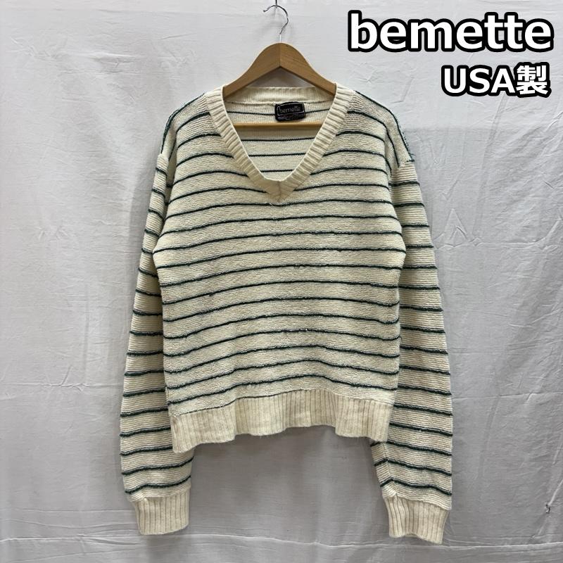 古着 USED ニット、セーター 長袖 bemette USA製 ボーダー柄 Vネック アクリル ニット セーター - ボーダー柄 メンズ USED 古着 中古 50151854