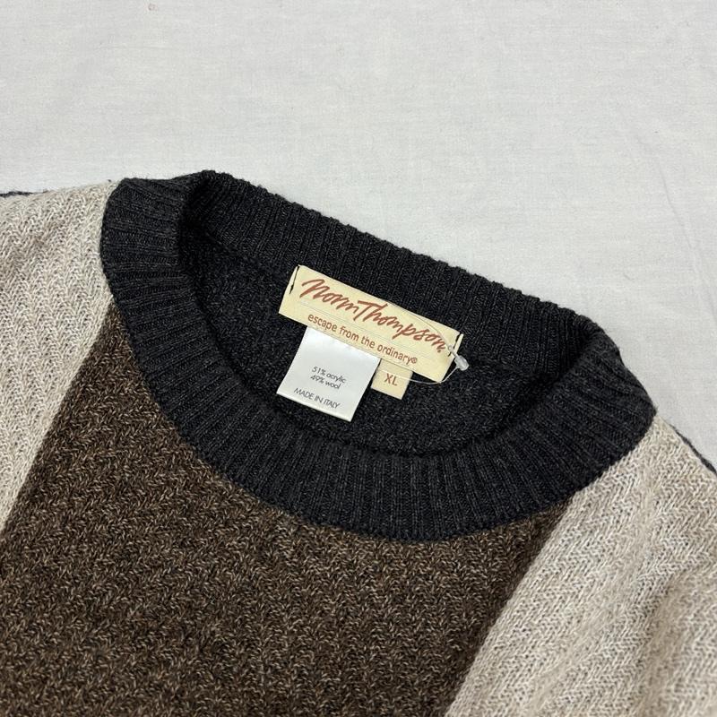 古着 USED ニット、セーター 長袖 Norm Thompson 90-00年代 ビンテージ イタリア製 パネル ニット セーター 90s 00s VINTAGE XL メンズ USED 古着 中古 50151862