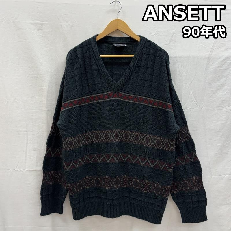 古着 USED ニット、セーター 長袖 ANSETT 90年代 ビンテージ オーストラリア製 アクリル ウール Vネック ニット セーター 90s VINTAGE - メンズ USED 古着 中古 50151863