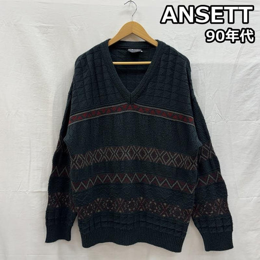 古着 USED ニット、セーター 長袖 ANSETT 90年代 ビンテージ オーストラリア製 アクリル ウール Vネック ニット セーター 90s VINTAGE - メンズ USED 古着 中古 50151863