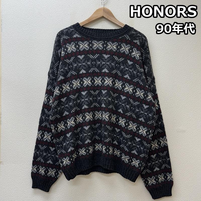 古着 USED ニット、セーター 長袖 HONORS 90年代 ビンテージ USA製 ビッグサイズ クルーネック ニット セーター 総柄 90s VINTAGE XL メンズ USED 古着 中古 50151869