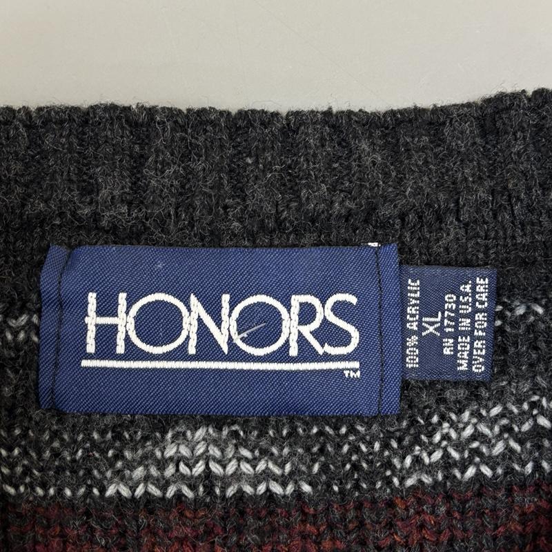 古着 USED ニット、セーター 長袖 HONORS 90年代 ビンテージ USA製 ビッグサイズ クルーネック ニット セーター 総柄 90s VINTAGE XL メンズ USED 古着 中古 50151869
